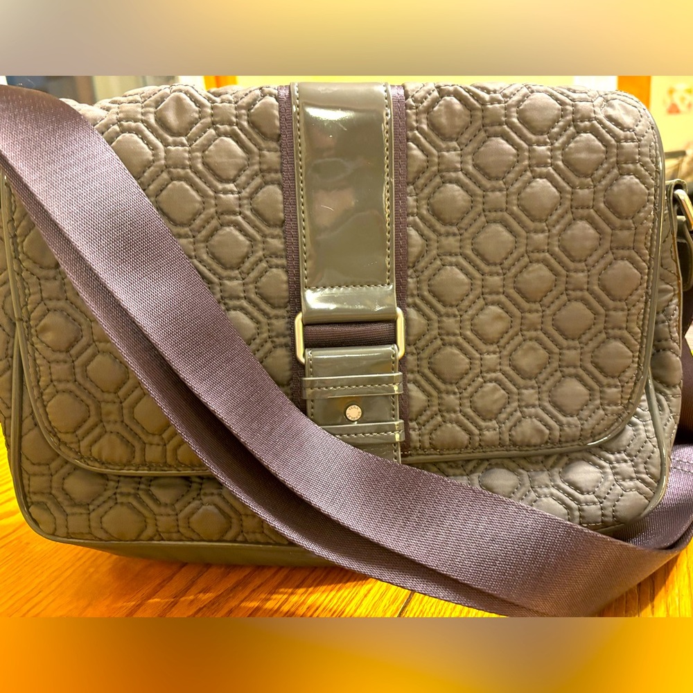 Vera Bradley Solid Gray Trimmed Crossbody Shoulder Bag Purse